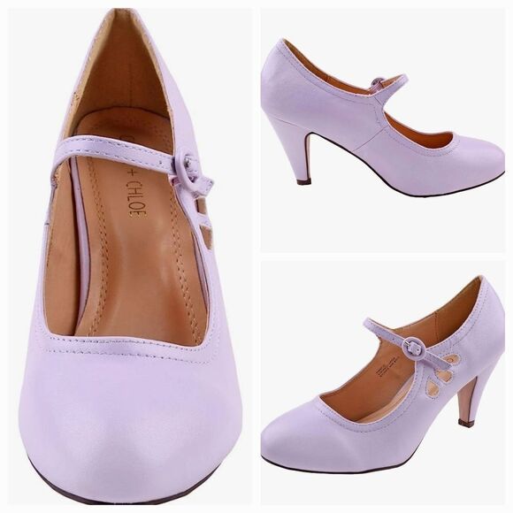 🩵NWOB Chase & Chloe Lavender Kimmy Mary Jane Heels Size 8.5 - Picture 1 of 11
